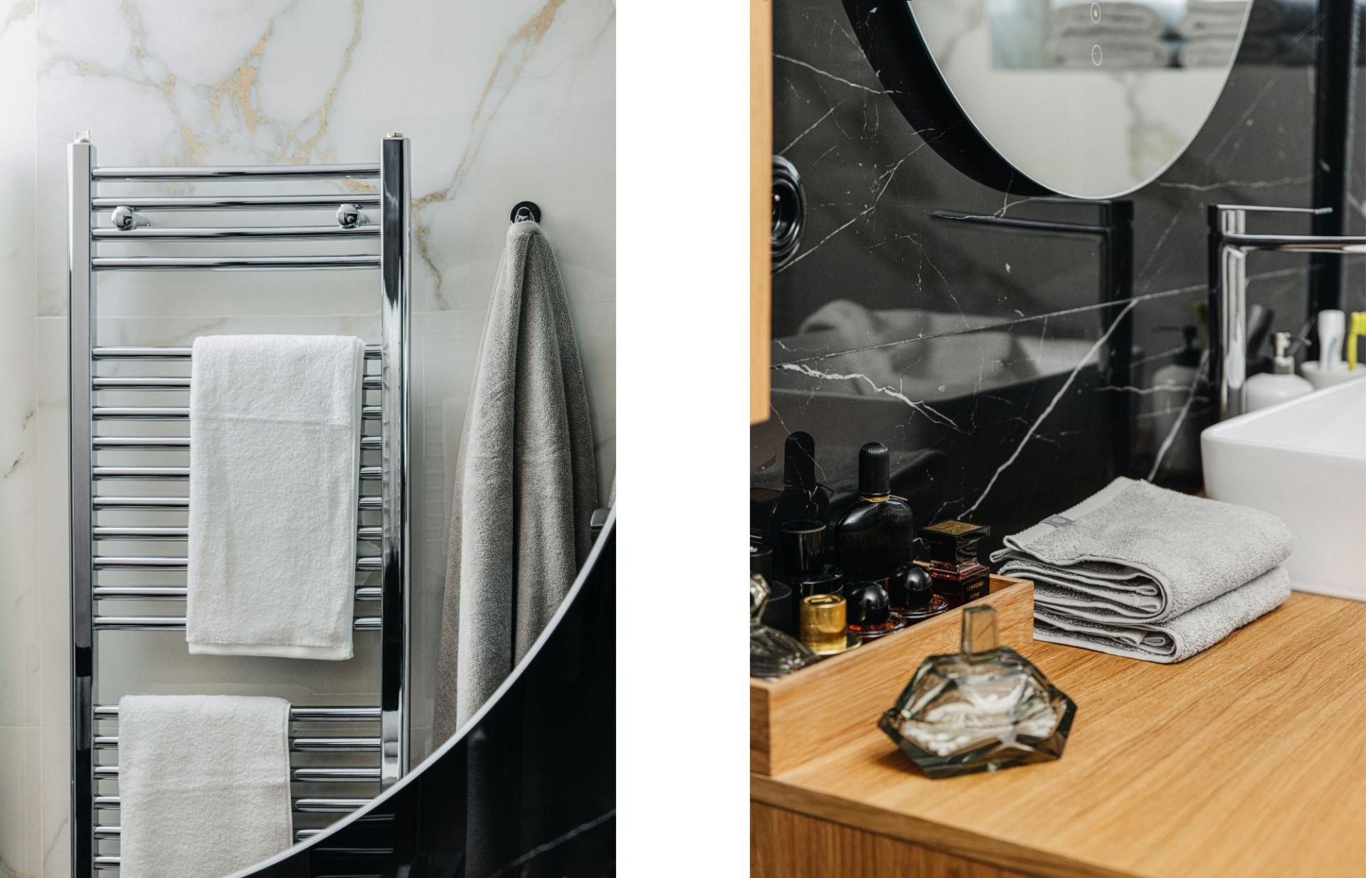 Koupelně vládne minimalismus a kolekce Lejaan ručníků Delicate Cotton.