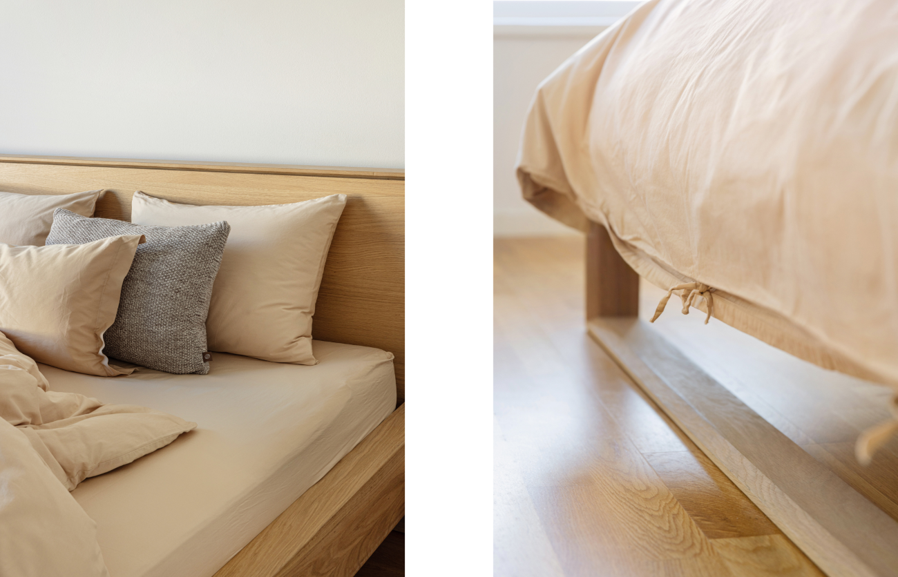 Jemnost našeho povlečení Wooden Essence skvěle doplní polštáře z řady Monochrome Melange.
