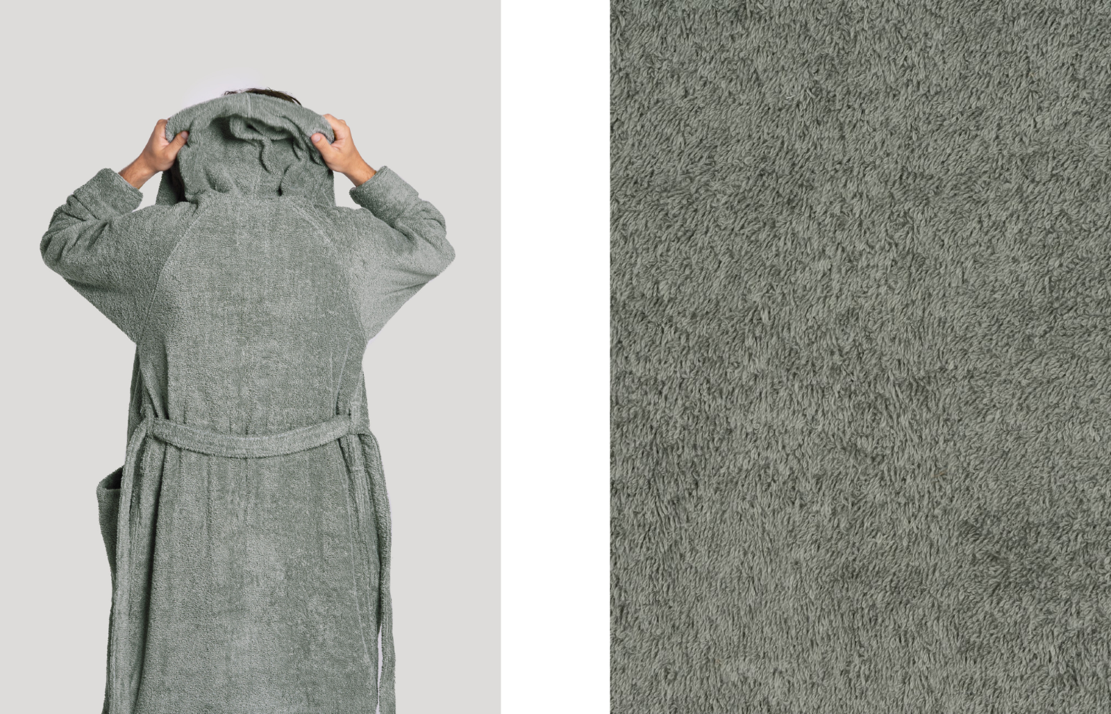 Our Confident Green bathrobe, Serious Cotton bath mat and Confident Hemp towel all feature the Pantone shade 16-5515 TPG.