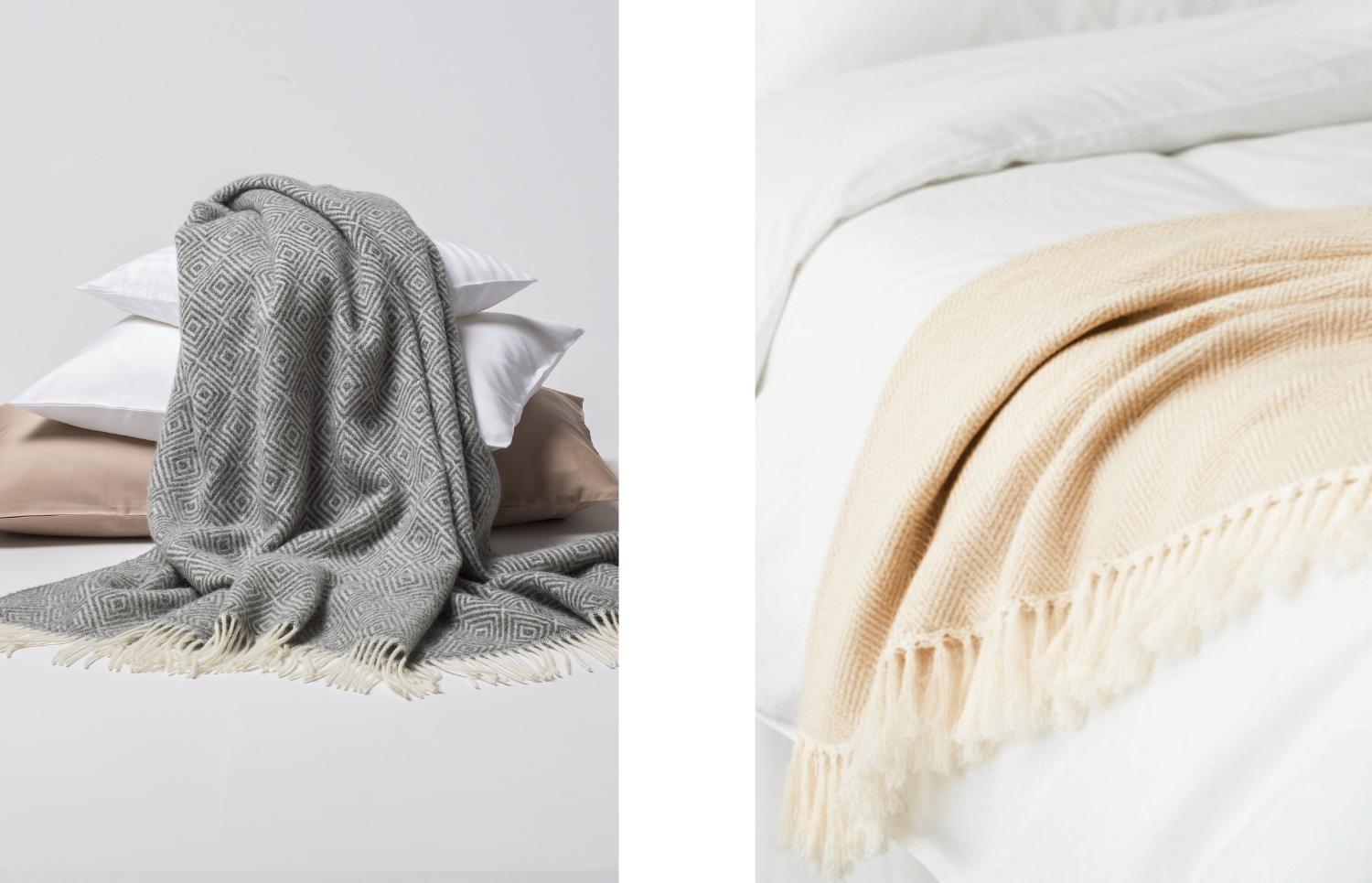 V naší nabídce najdete kromě plédů z bavlny a vlny také deky i přehozy z kašmíru nebo lyocellu