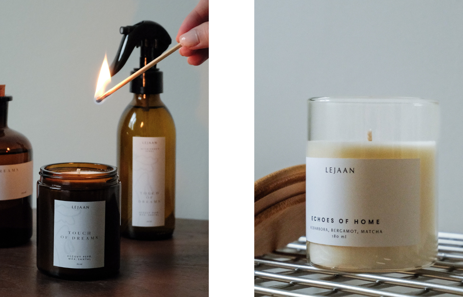 Lejaan vůně jsou lité do skla a tvoří je pouze přírodní ingredience