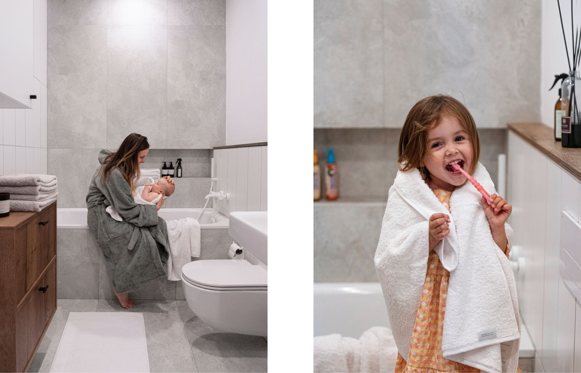Bathroom rituals with Lejaan hemp towels.